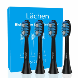 Lächen Ersatzbürstenkopf,Passend für alle elektrischen Zahnbürsten von Lächen, S121 Schwarz, 4 Stück