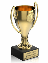 Zelaro Henkelpokal in Gold | Pokal mit Gravur Wunschtext – Trophäe in 5 Größen | Pokal Fußball | Fussball Pokal Kinder - Ideal als personalisiertes Geschenk