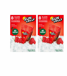Sun Lolly Wassereis Erdbeere 8 Stk | Mit Fruchtsaft | Zum Selbsteinfrieren | Ohne künstliche Aromen | Frei von Süßungsmittel | Laktosefrei | Glutenfrei | 8 x 60ml | 2er Pack