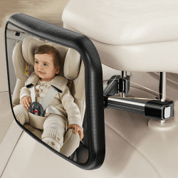SURFOU Spiegel Auto Baby Rückbank mit Hakenclip – 360° Drehbar, 100% Bruchsicher, Klare und Breite Sicht, Autospiegel Baby Rücksitz für Kindersitz, Rückspiegel fürs Auto Zubehör