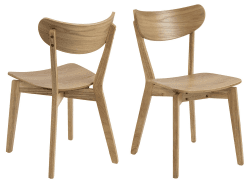 AC Design Furniture Roxanne Esszimmerstühle 2er Set, H: 79,5 x B: 45 x T: 55 cm, Eichen Look, Holz, Eiche