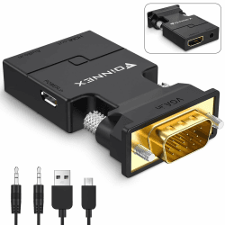 FOINNEX VGA auf HDMI Adapter mit Audio, VGA zu HDMI Konverter Alter PC zu TV Monitor, 1080p VGA Stecker to HDMI Buchse Converter für Ältere Laptop