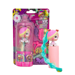 VIP PETS Mini Fans Bow Power S5 Chloe |Mini-Hundepuppe zum Sammeln im coolen Urban-Look, mit super langen Haaren zum Stylen - Geschenk + Spielzeug für Mädchen und Jungen ab 3 Jahren