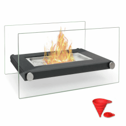 BRIAN & DANY Tischkamin Tischfeuer für Indoor & Outdoor, Bio Ethanol Kamin mit Löschhilfe und Trichter, Bioethanol Tischkamin für Balkon Deko