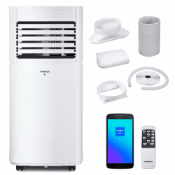 MEDION Smarte Mobile Klimaanlage mit Abluftschlauch P901 (9000 BTU, mobil, inkl. Fensterabdichtung, bis 32m², 3in1,Kühlen Entfeuchten Ventilieren, App- und Sprachsteuerung, Schlafmodus, MD 37732)
