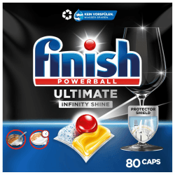 Finish Ultimate Infinity Shine Citrus Spülmaschinentabs – Geschirrspültabs für ultimative Reinigung, Fettlösekraft und Glanz mit Schutzschild – Sparpack mit 80 Tabs