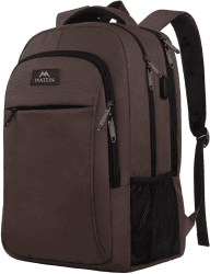 MATEIN Laptop Rucksack 15,6 Zoll, Notebook Backpack mit USB-Ladeanschluss und Laptopfach Computertasche Männer Reisen Arbeit Schule, Braun