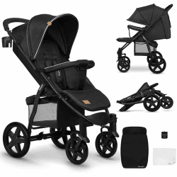 LIONELO Annet Plus Buggy bis 22 kg mit Liegefunktion, Kinderwagen klein zusammenklappbar mit Zubehör, Eva-Schaum-Räder, Moskitonetz, Fußdecke Getränkehalter, Korb