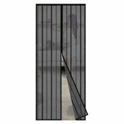 Sekey Magnet Fliegengitter Balkontür ohne Bohren, Türvorhang Fliegenschutz Schiebetür, Insektenschutz Vorhang Tür durch leichte Montage 95x210cm, Schwarz 95x210 cm Schwarz