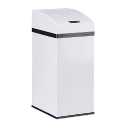 Relaxdays, weiß Sensor Mülleimer, Automatikdeckel, Inneneimer mit Griff, hygienisch, 7 L, Stahl, HxBxT: 35 x 15 x 20 cm, Standard