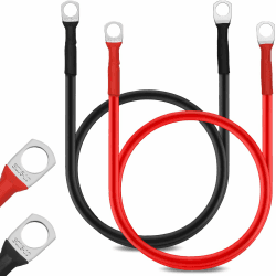 2 Stück Batteriekabel,16mm² 30cm Batteriekabel 12V 5AWG Auto Batterie Kabel Kupferkabel Kupfer Stromkabel mit M8 Ringklemmen für LKW Motorrad Wohnmobil Massekabel Solar Autobatterie