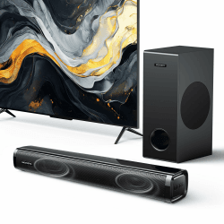 Soundbar für TV Geräte mit Subwoofer, 2.1CH TV-Soundbar mit 5,25" Tieftöner, 12L Surround-Sound für PC-Gaming, BT5.0/ARC/Opt/AUX, Bässe und Höhen einstellbar für Heimkino Soundsystem