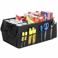 AiQInu Kofferraumtasche, Zusammenklappbarer Auto Organizer Kofferraum mit Fächern, Stabile & Stabil Wasserfeste, Multifunktionellem Autobox Kofferraum für Auto, Camping, Einkaufenf