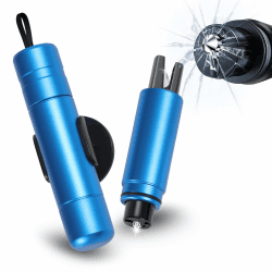 2 In 1 Gurtschneider Notfallhammer - 2 Stück Hammerdex Glasbrecher - Notfallhammer Auto mit Gurtschneider - Aufgerüstet Emergency Rescue Tool - Sicherheitshammer Auto fürs Bus, PKW, LKW (Blau)