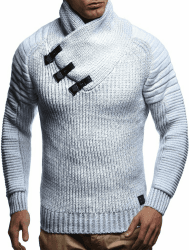Leif Nelson Herren Strickpullover mit stylischem Kragen – Modischer Männer Winterpullover in Grobstrick für Herbst und Winter