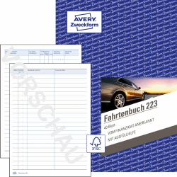 AVERY Zweckform 223 Fahrtenbuch (für PKW, vom Finanzamt anerkannt, A5, 80 Seiten|858 Fahrten, für Deutschland & Österreich zur Abgrenzung privater/geschäftlicher Fahrten)