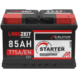 LANGZEIT Autobatterie 12V 85Ah 775A/EN Starterbatterie Batterie ersetzt 80Ah 72Ah 74Ah 75Ah 77Ah