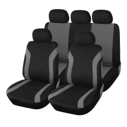 Upgrade4cars Auto-Sitzbezüge Set Schwarz Grau | Auto-Schonbezüge Universal für Fahrersitz & Beifahrer | Auto-Zubehör Innenraum