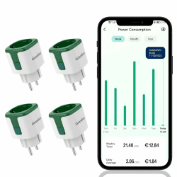 GreenSun Stromzähler für Steckdose - WLAN Steckdose Wifi Steckdose Zeitschaltuhr Steckdose Stromverbrauchsmesser Stromzähler Strommessgerät Steckdose Alexa Steckdose 4er Pack