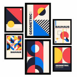 Nacnic Set von 6 Drucken im Bauhaus -Stil 5 Geometrische Designkollektionsabdrücke Ästhetische dekorative Drucke für Ihr Wohnzimmer, Schlafzimmer, Zuhause Größen A4 und A3
