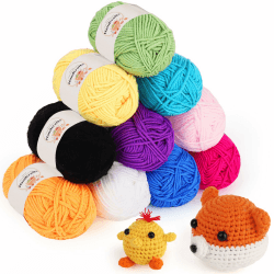 Häkelgarn 250g(10 x 25g), Bunt Wolle zum Häkeln für Anfänger, 4 Faiding Acryl Häkeln Wolle zum Stricken, Häkel- und Strickgarn Baumwolle für Kinder, Baumwolle zum Häkeln für Puppen