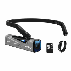 ORDRO EP7 Camcorder 4K FPV Vlog Freisprech-Camcorder Kopf Tragbare Videokamera 30FPS WiFi-Kamerarecorder mit integriertem 2-Achsen-Gimbal, Fernbedienung und 64 GB MicroSD-Karte