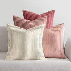 MIULEE Kordsamt Kissenbezug Weiche Kissenhülle Dekorative Sofakissen Quadratische Dekokissen Moderne Zierkissenbezug Gestreifte Kissenbezüge für Wohnzimmer Schlafzimmer 4 Stück 50x50cm Rosa