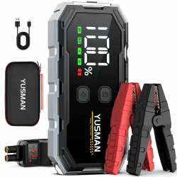 Starthilfe Powerbank 4000A, 12V Starthilfe Powerbank für pkw(8L Benzin oder 6L Diesel), powerbank starthilfe Auto mit LCD Display und Unterstützt 4 LED-Lichtmodi, Unterstützt Schnellladung