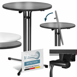 Stehtisch klappbar 80 cm Schwarz Bellini – Kratzfest Stabil Wetterbeständig – Stehtische Outdoor Bistrotisch Rund Montage leicht Halterung vormontiert– Biertisch Partytisch Klappbar Bartisch