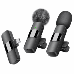 Kabelloses Lavalier-Mikrofon für USB-C-Android-Telefon – Professionelles Ansteckmikrofon für Videoaufnahmen, Vlog, YouTube, TikTok (Winddicht/2 Mic)