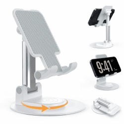 BHHB Verstellbar Handyhalterung Tisch Handy Ständer Tisch Faltbarer Handyhalterung, Mobile Halterung kompatibel mit iPhone 16/15/14/13/12, Galaxy Huawei, Galaxy,alle Smartphones 7,9 Zoll - Weiß