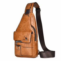 A-QMZL Sling Bags Brusttasche Herren Crossbody Umhngetasche Kleine Schultertaschen Crossbody-Taschen PU-Leder Wasserdicht Casual Chest Taschen für Männer und Damen