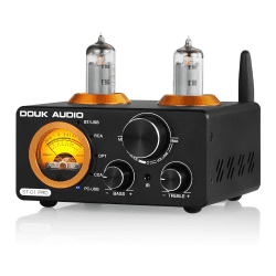 Douk Audio ST-01 PRO HiFi-Verstärker, 200W Mini Röhrenverstärker mit Bluetooth 5.0, VU-Messer, USB DAC Koaxialer/optischer Eingang (ST-01PRO)