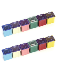 QWORK® 12 Stück Blocksicherung Mini Auto Sicherungen, Low Jcase Blocksicherung für LKW, Autos und SUVs, Boote, 20A/25A/30A/40A/50A/60A, Jeder 2 Stück