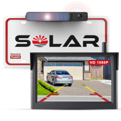 Solar Kabellos Digital Rückfahrkamera Set (1080P), 3 Min. DIY Installation, Unterstützt 2 Kameras Funk mit 5" Monitor, IP69K Wasserdicht für Auto, SUV, Van, Wohnmobil