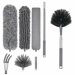 Staubwedel Teleskop Waschbar 6er Set Mikrofaser Köpfe– Staubwedel Lang Ausziehbar Bis 2.5M – Staubwischer Biegbar Mit Teleskopstange Staubbesen Mühelos Staub und Spinnweben