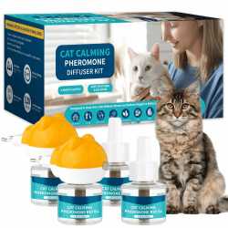 VICSOM 6-in-1 Pheromone Diffuser Katzen - 120 Tage Pheromone Katzen Steckdose für Katzen Anti Stress, Katzen Beruhigung, 48ml Katzen Pheromone Diffuser (2 Diffuser + 4 Nachfüller)