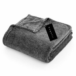Bugatti 3300 Kuscheldecke XL 160x220cm – kuschelige Decke dunkelgrau, hochwertige Markenqualität aus Flanellflausch, warm und weich