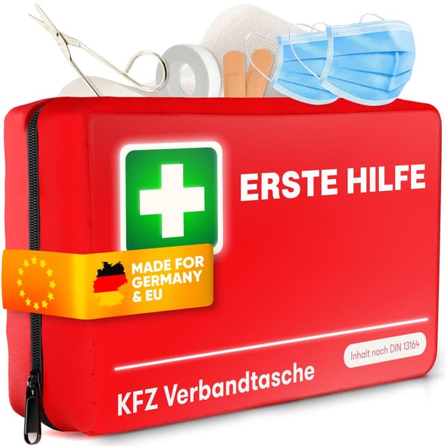 Verbandskasten Auto nach aktueller Norm 2025 DIN 13164 (StVO konform) - Erste Hilfe Set Auto Verbandskasten 2025 Kfz Verbandskasten 2025