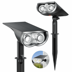 Linkind StarRay Solar Gartenleuchte mit Bewegungsmelder, 6500K Tageslichtweiss Solarlampen für außen, IP67 Außen-Wandleuchte mit Dauerlicht, 1000lm Hell Solarstrahler für Garten, Garage, 2 Stk.