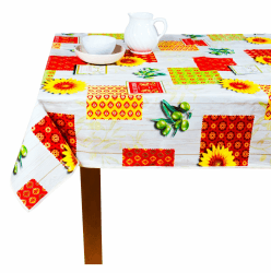 Wachstuch Tischdecke mit Kantenverstärkung - Wasserabweisend, Leicht zu Reinigen und Wetterfest - Oeko-TEX Zertifiziert - 140 x 140 cm - Sun Flower