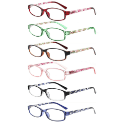 COJWIS 6 pack Lesebrille Blaulichtfilter Brille für Damen und Herren Federscharnier Lesehilfe Blendfreie UV Brille (6 Farbe Mischen-1, 2.75)