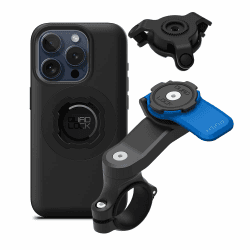 QUAD LOCK Lenker Handyhalterung für Motorrad mit Vibrationsdämpfer und MAG Hülle für iPhone 15 Pro