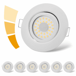 LED Einbaustrahler 230V Flach Dimmbar Weiß LED Spots 3 stufe Dimmbar 6W IP44 Bad Einbauleuchten Deckenspots,Warmweiß 3000K Schwenkbar Einbauspots für Badezimmer Küche Wohnzimmer,6er Set