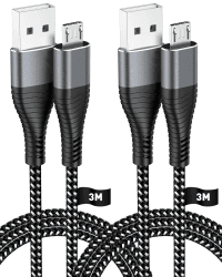 PS4 Controller Ladekabel 2er Pack, YKZ Extra langes 3M Micro USB Schnellladekabel mit 2,4 A & 480 Mbps, Kompatibel mit PS4, PS4 Slim, PS4 Pro, Xbox One, (Alte) Android Handys – Robust & Langlebig