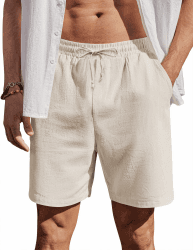 COOFANDY Herren Shorts Sommer Baumwolle Kurz Hosen mit Gummizug Leicht Sommershorts Freizeithose mit Taschen