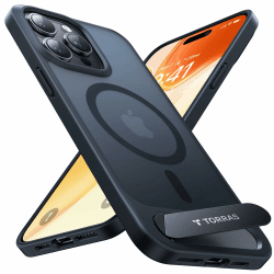 TORRAS für iPhone 14 Pro Max Hülle für MagSafe Zertifizierte Magnetkraft Militärschutz Upgrade mit Titan-Ständer Dünn Handyhülle iPhone 14 Pro Max Case Stoßfest Hardcase Handy Hülle Matt Schwarz