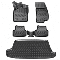ELMASLINE 3D Gummimatten & Kofferraumwanne Set für VW T-ROC 2017-2025 oberer Ladeboden | Antirutsch mit hohem 5cm Rand | Passt Nicht in Cabrio!!
