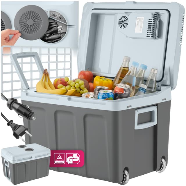 tectake® elektrische Kühlbox groß 40 L, Kühl- und Warmhaltefunktion, leise Kühltasche elektrisch, für Auto oder Steckdose, mini Kühlschrank für Camping, Getränke, Thermobox mit Strom, ECO Mode