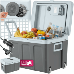 tectake® elektrische Kühlbox groß 40 L, Kühl- und Warmhaltefunktion, leise Kühltasche elektrisch, für Auto oder Steckdose, mini Kühlschrank für Camping, Getränke, Thermobox mit Strom, ECO Mode